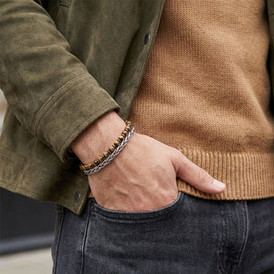 Niki Leather Çelik Zincirli Kaplan Gözü Ve Hematit Bileklik 38932B21D8