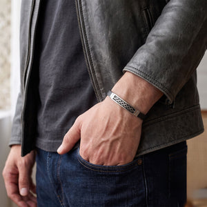 Niki Leather Deniz Dalgası Desenli Çelik Bileklik 4013SCB020