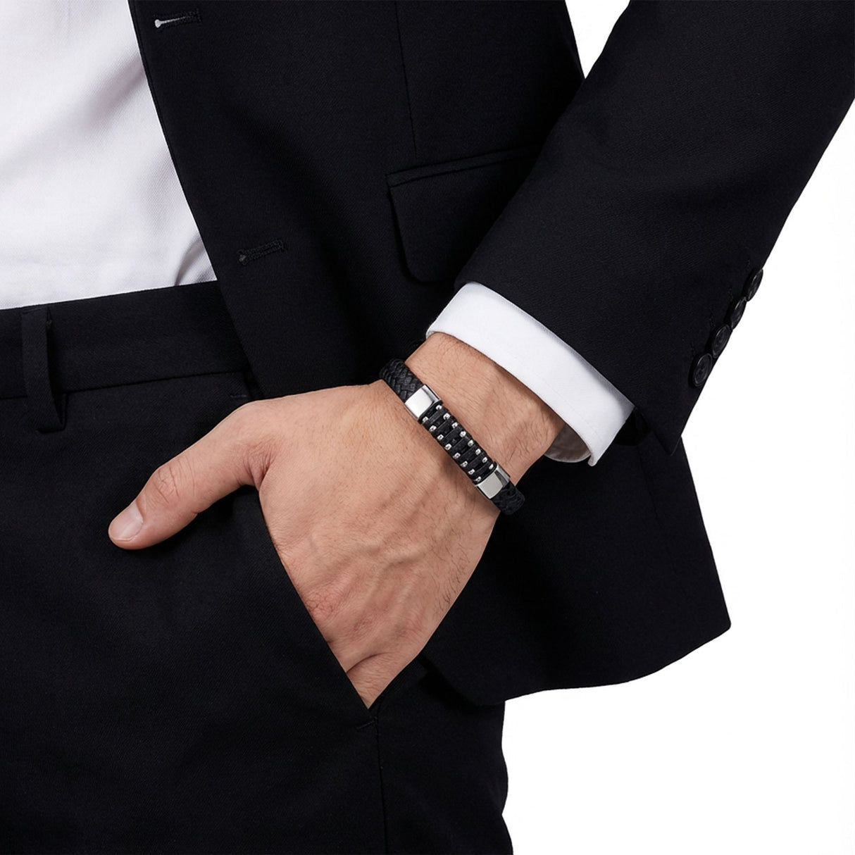 Niki Leather Deri Çelik Damla Zincir Dolama Bileklik – Siyah 38934B1D7