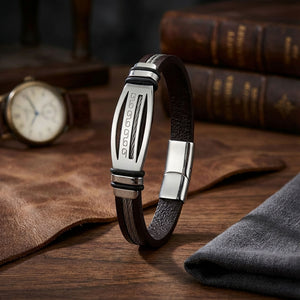 Niki Leather Deri Kordonlu Çelik Halatlı Erkek Bileklik 38934B17D4