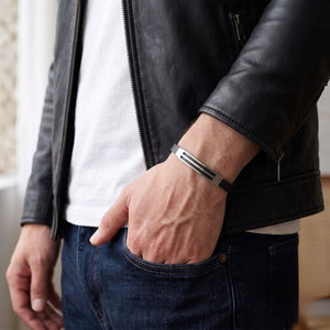 Niki Leather Desenli Çelik Bileklik 4013SCB027