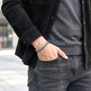 Niki Leather Elmas Kesim Hematit Ve Çelik Zincir Bileklik 38932B21D1