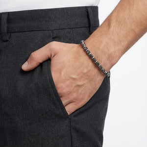 Niki Leather Esmas Kesim Hematit Ayaranabilir Çelik Zincir Bileklik 38932B10D5