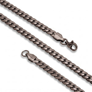 Niki Leather Ezme Balık Sırtı Erkek Çelik Kolye - 7x2mm 55cm Siyah 4013ECK029