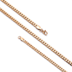 Niki Leather Ezme Balık Sırtı Erkek Çelik Kolye Gold 5x2mm 55cm 4013ECK039
