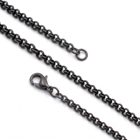 Niki Leather Forse Erkek Çelik Kolye 4mm 55cm Siyah 4013ECK046