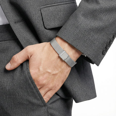 Niki Leather Hasır Örgü Çelik Bileklik  38931G4D2M