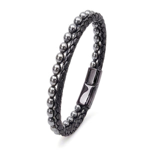 Niki Leather Hematit Doğaltaş Deri Erkek Bileklik 38932B7D9