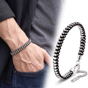 Niki Leather Hematit Taşlı Ayarlanabilir Erkek Çelik Bileklik 40132B16D2