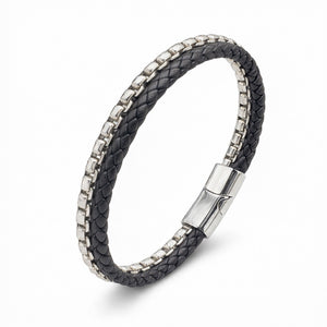 Niki Leather İkili Deri Ve Çelik Zincir Bileklik 38934B16D1