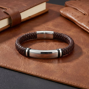 Niki Leather Kahverengi Deri Ve Bayaz Titanyum Kilit Bileklik 40133B15D12
