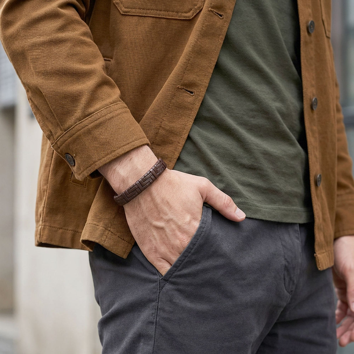 Niki Leather Kahve Deri Örgü Ve Çelik Bileklik 40133B9D3