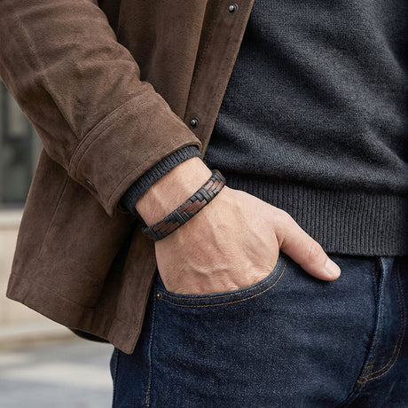 Niki Leather Kahve Ve Siyah Deri Örgü Ve Çelik Bileklik 38933B9D1