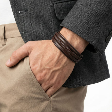 Niki Leather Kahverengi Çoklu Deri Bileklik Zamak Kilit 38933B1D3Z