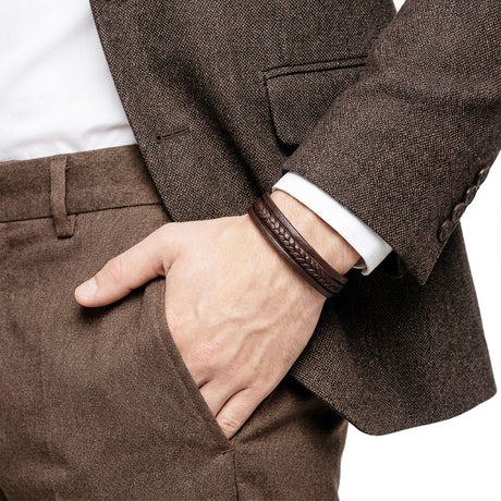 Niki Leather Kahverengi Deri Erkek Bileklik Çelik Manyetik Kilitli 38933B14D4