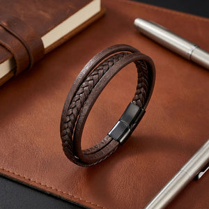 Niki Leather Kahverengi Deri Erkek Bileklik Çelik Manyetik Kilitli 38933B14D4