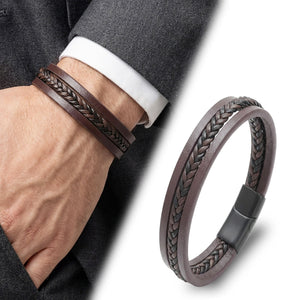 Niki Leather Kahverengi Siyah Saç Örgü Ve Çelik Bileklik 38933B10D2