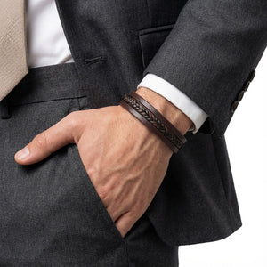 Niki Leather Kahverengi Siyah Saç Örgü Ve Çelik Bileklik 38933B10D2
