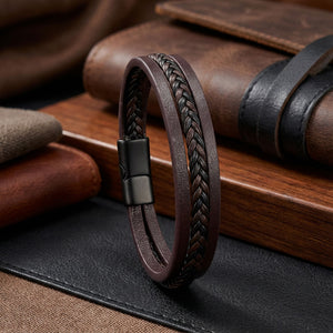 Niki Leather Kahverengi Siyah Saç Örgü Ve Çelik Bileklik 38933B10D2