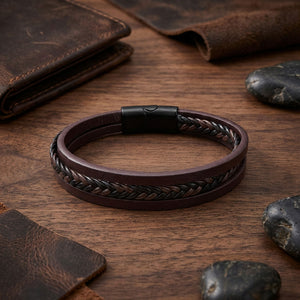 Niki Leather Kahverengi Siyah Saç Örgü Ve Çelik Bileklik 38933B10D2