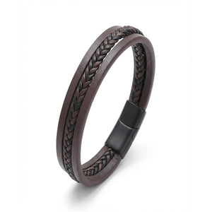 Niki Leather Kahverengi Siyah Saç Örgü Ve Çelik Bileklik 38933B10D2