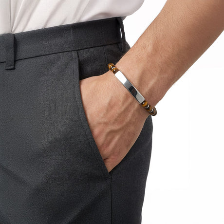 Niki Leather Kaplangözü Doğal Taşlı  Ve Ayarlanabilir Çelik Zincir Bileklik 38932B29D2