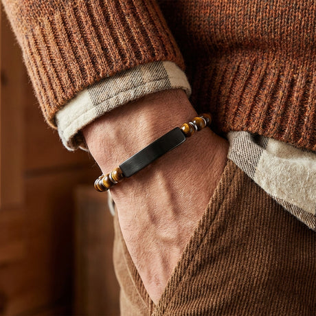 Niki Leather Kaplangözü Doğal Taşlı Siyah Ve Ayarlanabilir Çelik Zincir Bileklik 38932B29D6