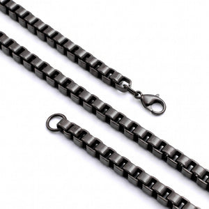 Niki Leather Kare Arnavut Erkek Çelik Kolye 6x6 mm 55 cm Siyah 4013ECK017