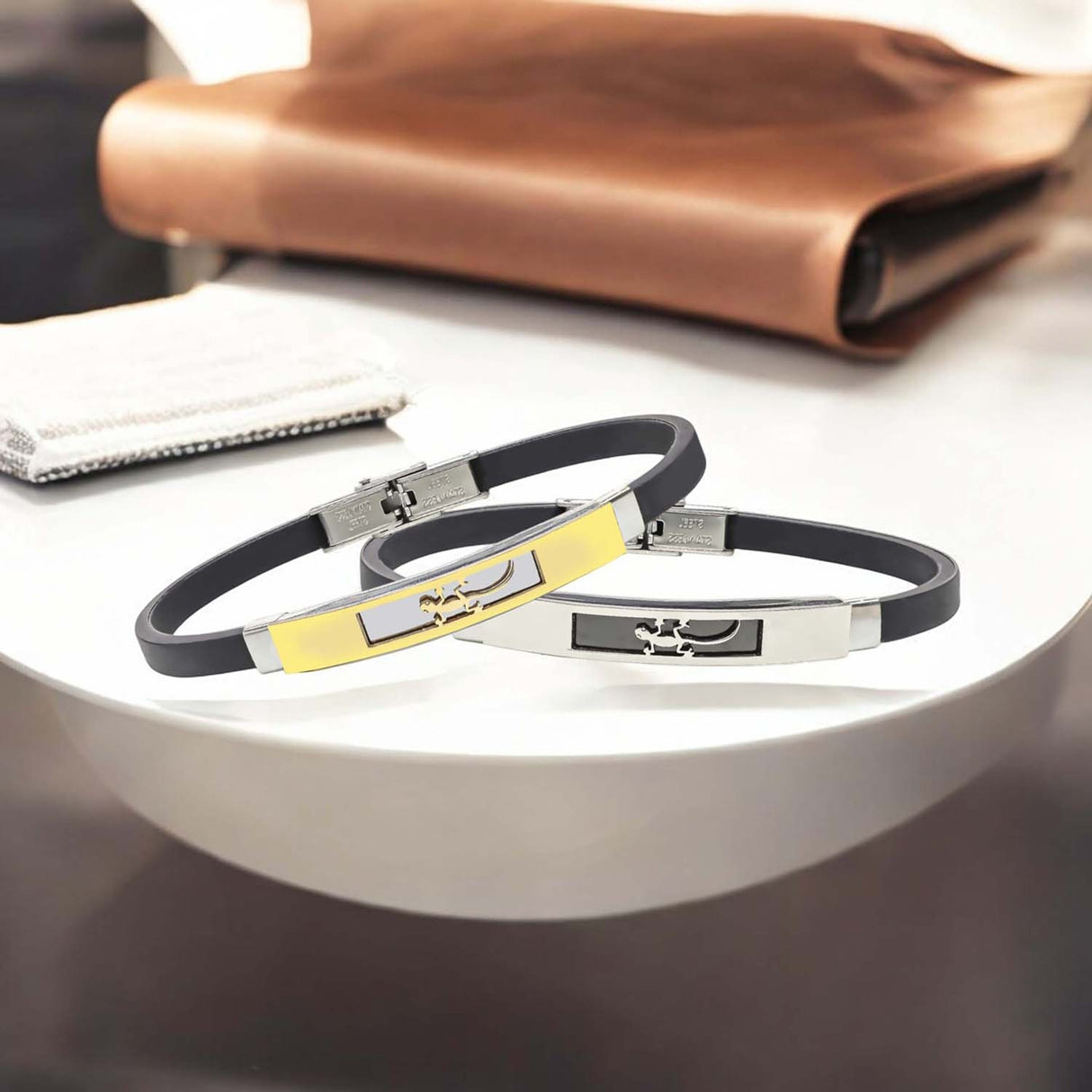 Niki Leather Kertenkele Desenli Çelik Bileklik 3893SCB009