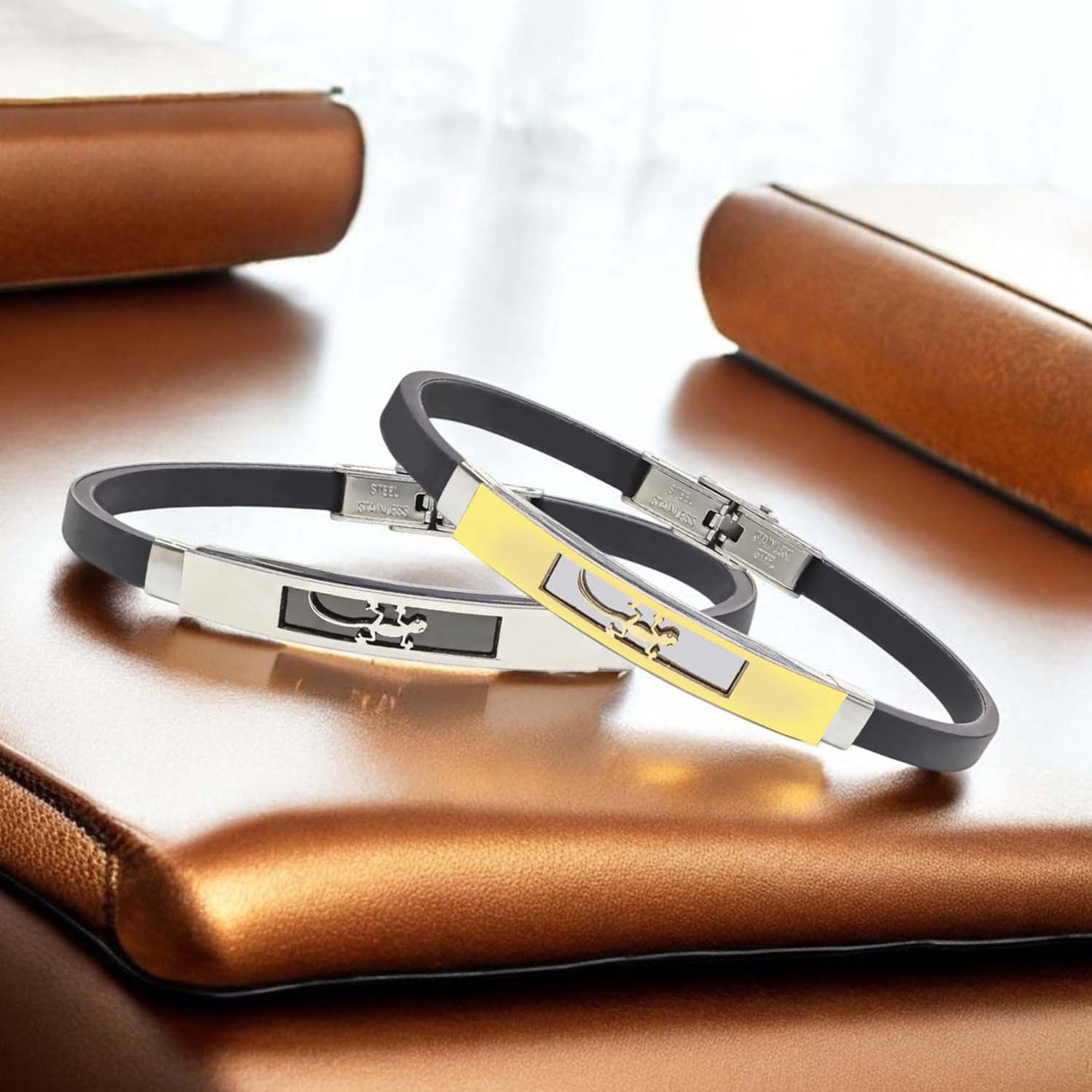 Niki Leather Kertenkele Desenli Çelik Bileklik 3893SCB009