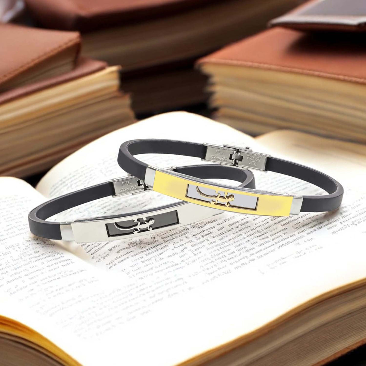 Niki Leather Kertenkele Desenli Çelik Bileklik 3893SCB009