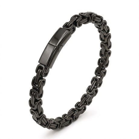 Niki Leather Kilit Mekanizmalı Siyah Kral Zincir Bileklik 6Mm 3893CZB1D93