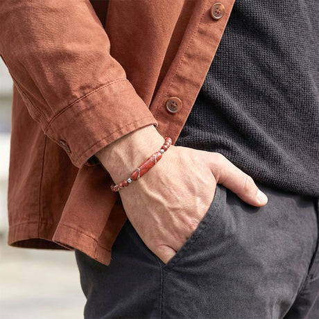 Niki Leather Kırmızı Jasper Doğaltaş Çelik Halat Ve Çelik Klipsli Bileklik 40132B19D5