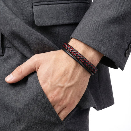 Niki Leather Kırmızı Renk Çoklu Deri Bileklik 38933B5D5