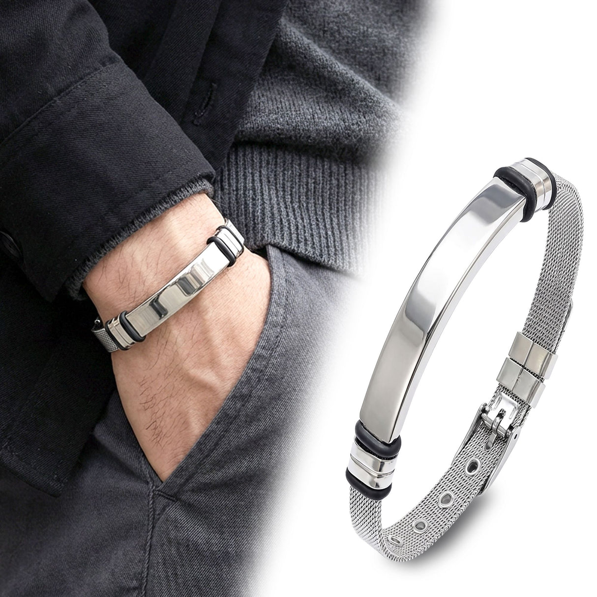 Niki Leather Ayarlanabilir Kordonlu Çelik Bileklik 3893EBF2D1