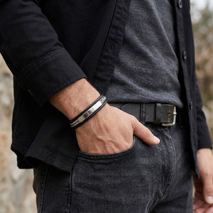 Niki Leather Hakiki  Deri Çelik Zincir Erkek Bileklik 40136B2D1