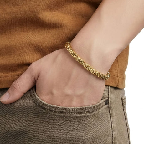 Niki Leather Kral Çelik Zincir Bileklik 6mm 3893CZB2D3