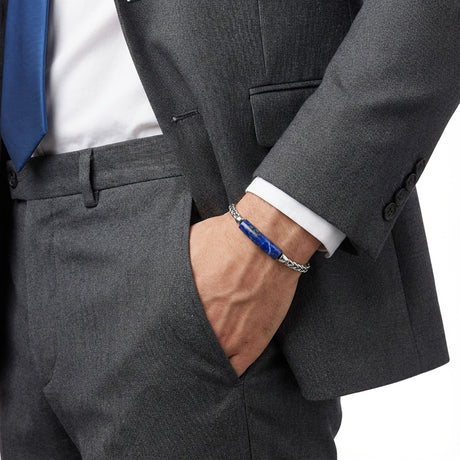 Niki Leather Lapis Doğal Taşlı Ve Ayarlanabilir Çelik Zincir Bileklik 38932B15D5