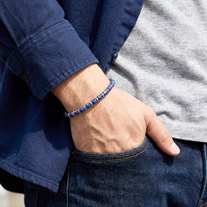 Lapis Lazuli Taşlı Ayarlanabilir Çelik Erkek Bileklik 38932B10D4M7