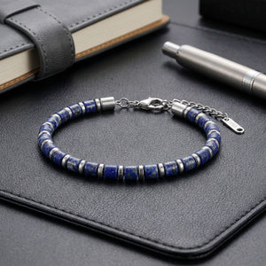 Lapis Lazuli Taşlı Ayarlanabilir Çelik Erkek Bileklik 38932B10D4M7