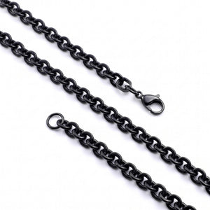 Niki Leather Mariner Zincir Erkek Çelik Kolye 6mm 55cm Siyah 4013ECK048
