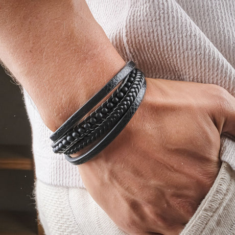 Niki Leather Mat Oniks Doğaltaş Ve Deri Bileklik 38932B9D14