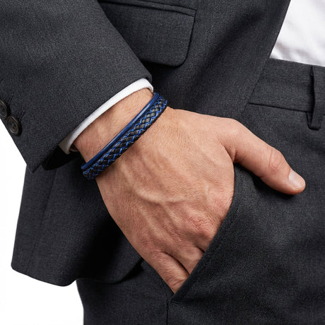 Niki Leather Mavi Renk Çoklu Deri Bileklik 38933B5D2