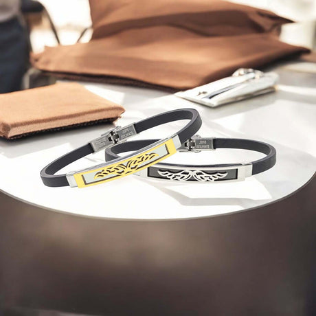 Niki Leather Melek Kanadı Desenli Çelik Bileklik 3893SCB003