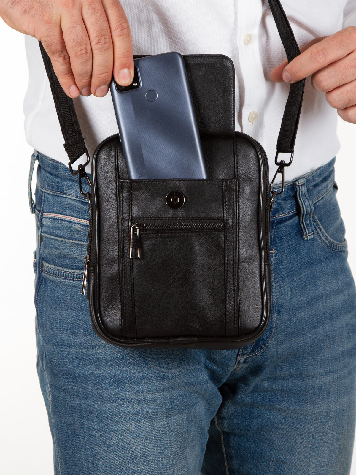 Hakiki Deri Kasalı El Ve Omuz Çantası Telefon Hazneli