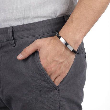 Niki Leather Oniks Beyaz Ve Ayarlanabilir Çelik Zincir Bileklik 38932B29D1