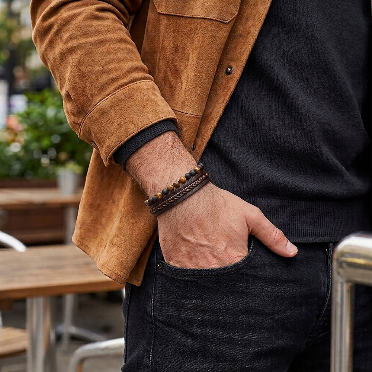 Niki Leather  Oniks & Kaplangözü Çoklu Bileklik 40132B7D16