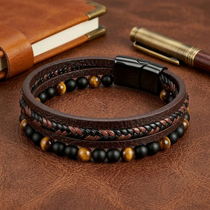 Niki Leather  Oniks & Kaplangözü Çoklu Bileklik 40132B7D16