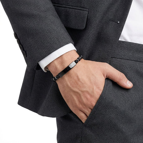 Niki Leather Oniks Siyah Ve Ayarlanabilir Çelik Zincir Bileklik 38932B29D7