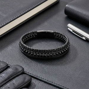 Niki Leather Parlak Oniks Doğaltaş Ve Deri Bileklik 38932B9D16